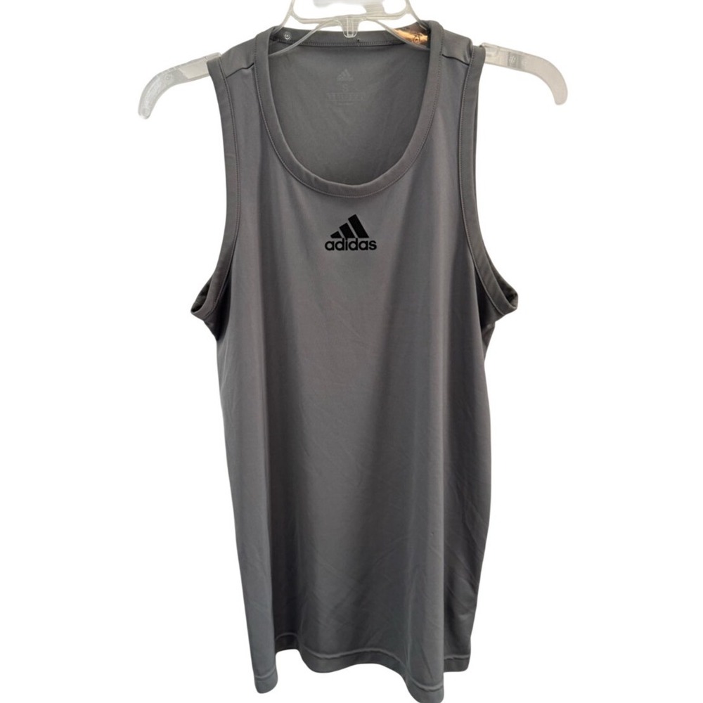 Adidas Mens Aeroready Performance Tank Top Grey Sleeveless Gym Shirt Size S
